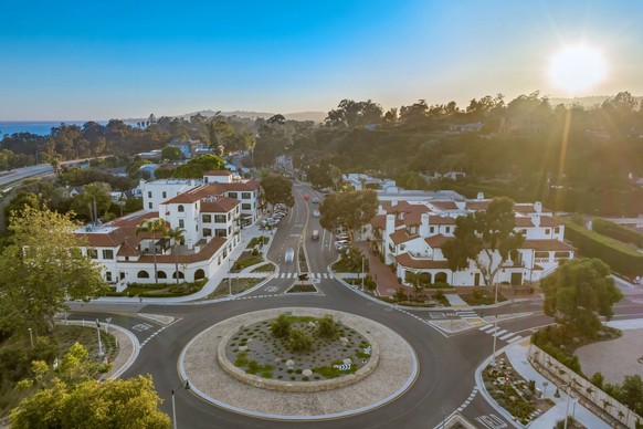 View of Cabrillo Boulevard from Montecito in Santa Barbara with ocean