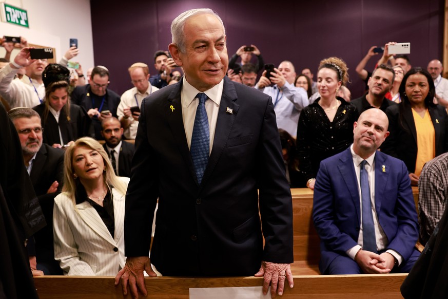 epa11767665 Israeli Prime Minister Benjamin Netanyahu attends a hearing in his trial on corruption charges at the district court in Tel Aviv, Israel, 10 December 2024. Benjamin Netanyahu is expected t ...