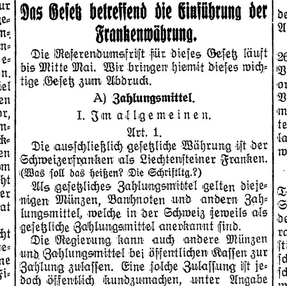 Article paru dans le Liechtensteiner Volksblatt le 3 mai 1924.