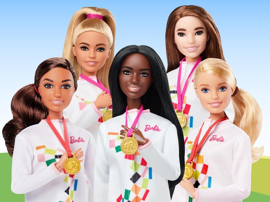 Les cinq représenantes de cette collection Barbie spéciale Jeux olympiques de Tokyo.