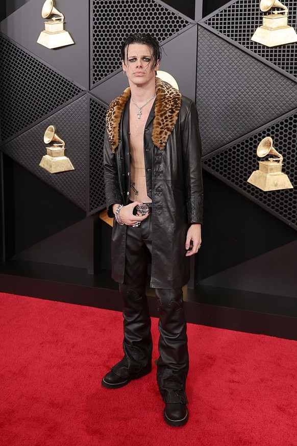 LOS ANGELES, CALIFORNIA - FEBRUARY 01: (FOR EDITORIAL USE ONLY) Yungblud attends the 68th GRAMMY Awards at Crypto.com Arena on February 01, 2026 in Los Angeles, California. (Photo by Brianna Bryson/Wi ...