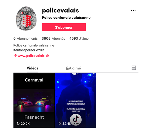 La police valaisanne sur TikTok, voici ce que ça donne.