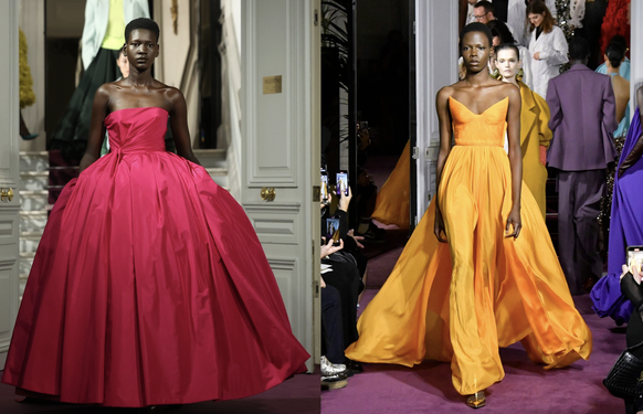 PARIS, FRANCE - JANUARY 24: (EDITORIAL USE ONLY - For Non-Editorial use please seek approval from Fashion House) A model walks the runway during the Valentino Haute Couture Spring/Summer 2024 show as  ...