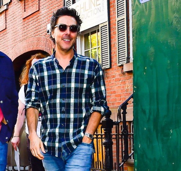 NEW YORK, NEW YORK - OCTOBER 26: Ryan Reynolds (L) and Shawn Levy are seen in the West Village on October 26, 2023 in New York City. (Photo by Raymond Hall/GC Images)
