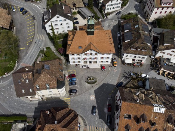 Une vue sur l&#039;hotel de Ville ce jeudi 2 mai 2019 a Moutier. (KEYSTONE/Leandre Duggan)