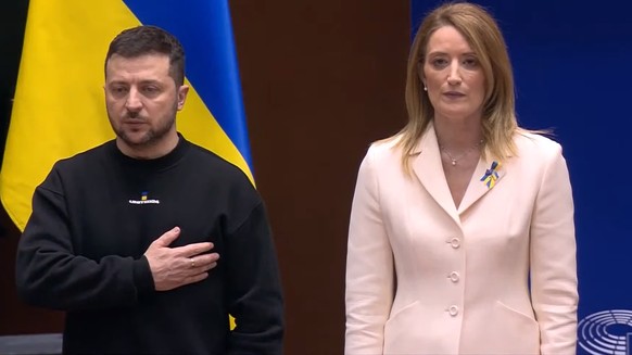 Zelensky au Parlement europÃ©en, le 9 fÃ©vrier 2023.