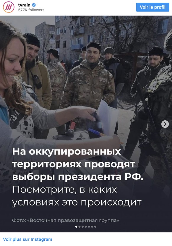 post instagram de la chaîne de télévision russe tvrain