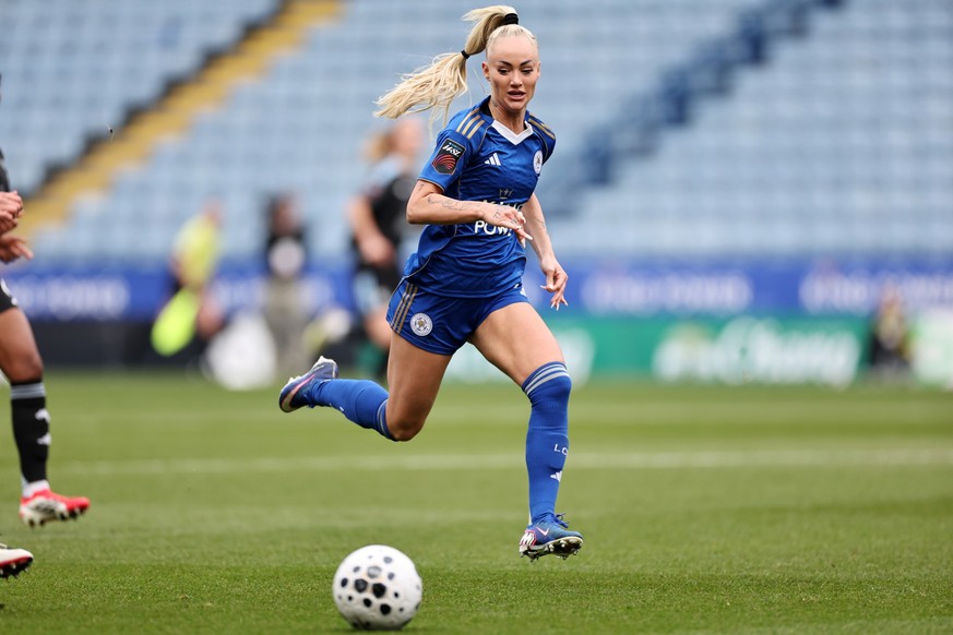 LEICESTER, ENGLAND - MARCH 22: Alisha Lehmann of Leicester City Women during the Barclays Women's Super League match between Leicester City Women and Aston Villa Women at King Power Stadium on Ma ...