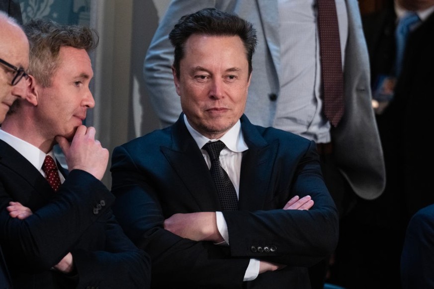 UNITED STATES - JULY 24: Elon Musk is seen during Israeli Prime Minister Benjamin Netanyahu&#039;s address to a joint meeting of Congress in the House chamber of the U.S. Capitol on Wednesday, July 24 ...