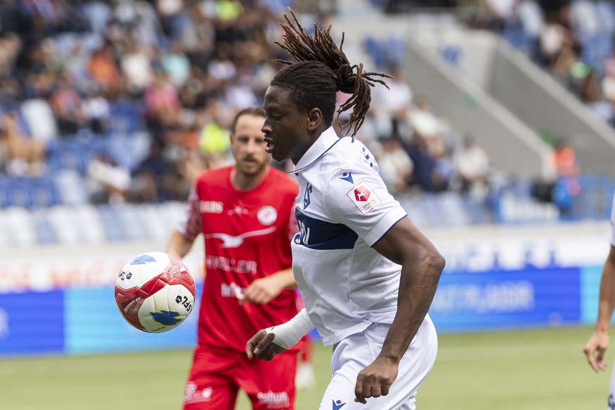 Kaly Sene (LS), lors de la rencontre de football de Swiss Super League entre le FC Lausanne-Sport, LS, et le Winterthur, FCW, ce dimanche 27 juillet 2025 au stade de la Tuiliere a Lausanne. (KEYSTONE/ ...
