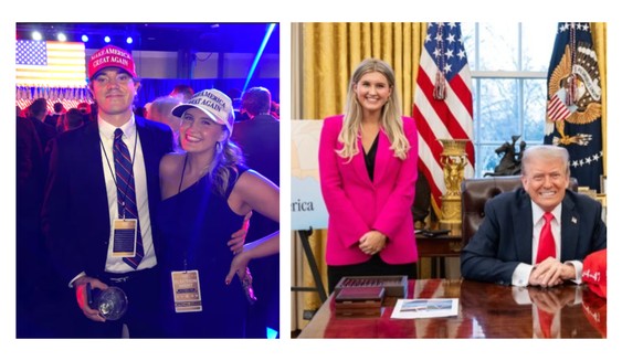 Allison Schuster Wade, aux côtés de son mari qui se cache derrière Johnny Maga et de Donald Trump