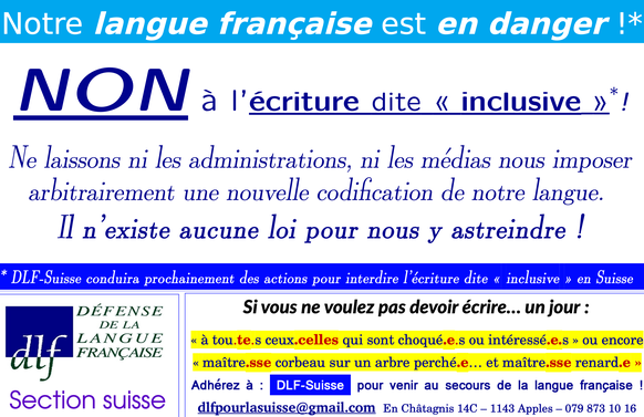 Message de la délégation suisse de la défense de la langue française