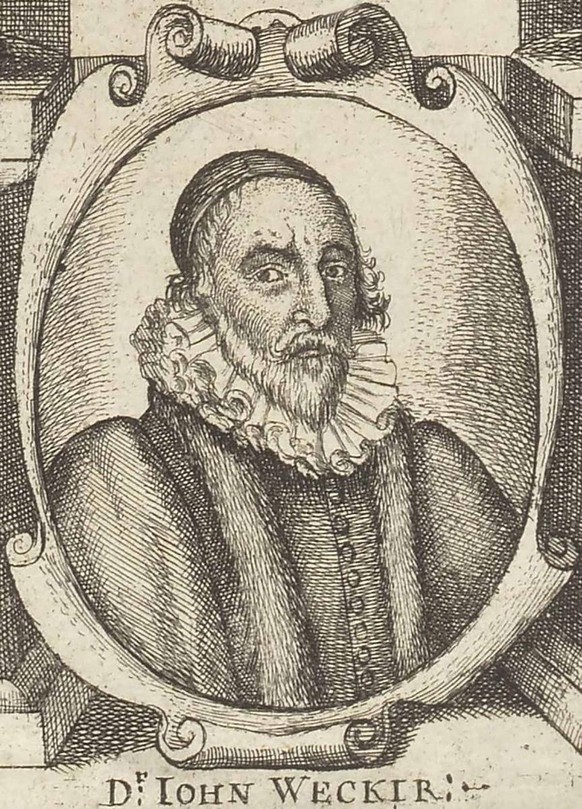 Portrait de Johannes Jacob Wecker, 1660.
https://commons.wikimedia.org/wiki/File:Johannes_Jacob_Wecker_from_his_Secrets_of_Art_and_Nature_1660.jpg