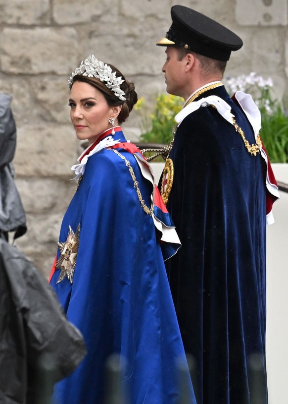 LONDON, ENGLAND - MAY 06: Catherine, Princess of Wales and Prince William, Prince of Wales during the Coronation of King Charles III and Queen Camilla on May 06, 2023 in London, England. The Coronatio ...