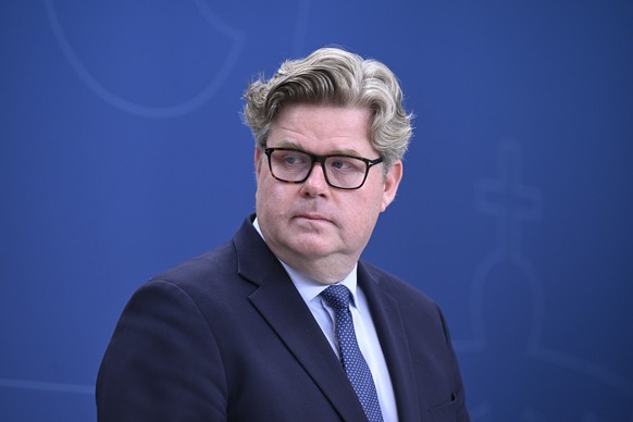 epa11413859 Sweden&#039;s Minister of Justice Gunnar Strommer holds a press conference due to the fact that Johan Floderus and Saeed Azizi, who were imprisoned in Iran, are now at home in Sweden after ...