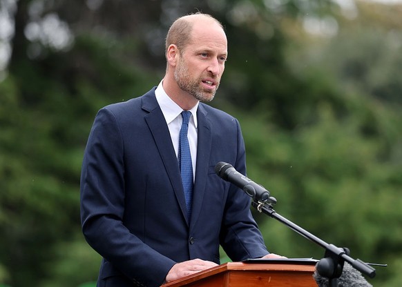 LONDON, ENGLAND - OCTOBER 01: Prince William, Prince of Wales speaks at the launch of the Global Humanitarian Memorial on October 01, 2025 in London, England. The memorial, which was created by Michae ...
