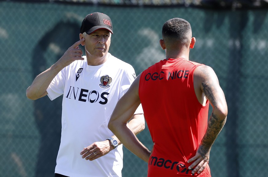 epa10040759 Swiss new head coach of French Ligue 1 club OGC Nice, Lucien Favre, leads a training session, in Nice, France, 29 June 2022. The club on 27 June announced the return of the Swiss coach to  ...