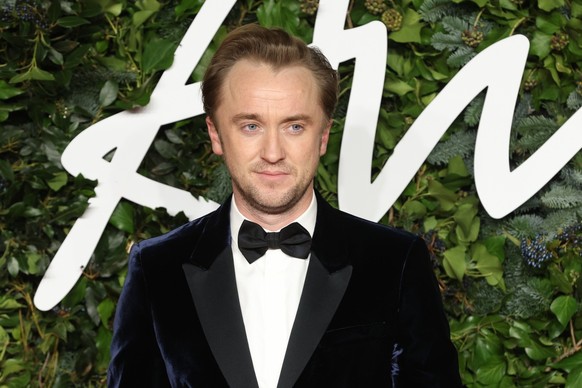 epa09611889 English actor Tom Felton arrives for the Fashion Awards 2021 at the Royal Albert Hall in London, Britain, 29 November 2021. EPA/Vickie Flores