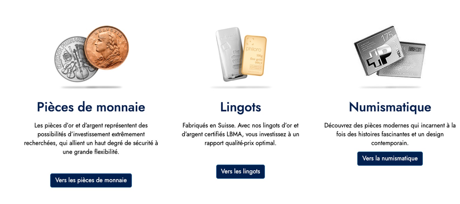 Vous pouvez acheter et vendre de l&#039;or ou des Vrenelis à la Poste avec Philoro