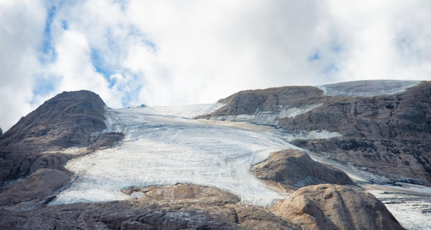 Le glacier de la Marmolada, théâtre du drame.