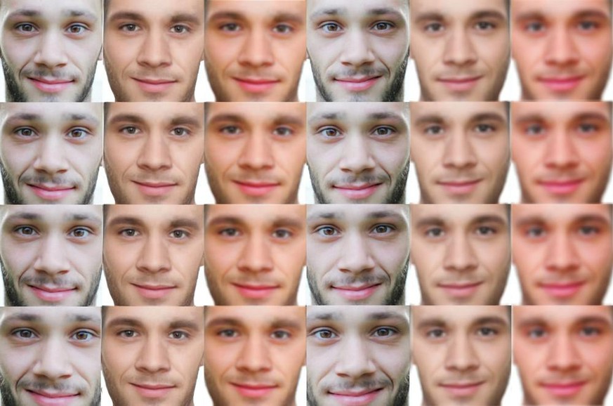 Images d'un jeune homme dont le visage est altéré par du deepfake et de l'intelligence artificielle.