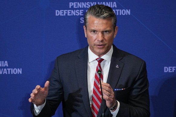 Defense Secretary Pete Hegseth speaks at the United States Army War College in Carlisle, Pa., during the Pennsylvania Defense and Innovation Summit, Wednesday, July 15, 2026. (AP Photo/Matt Rourke)
Tr ...