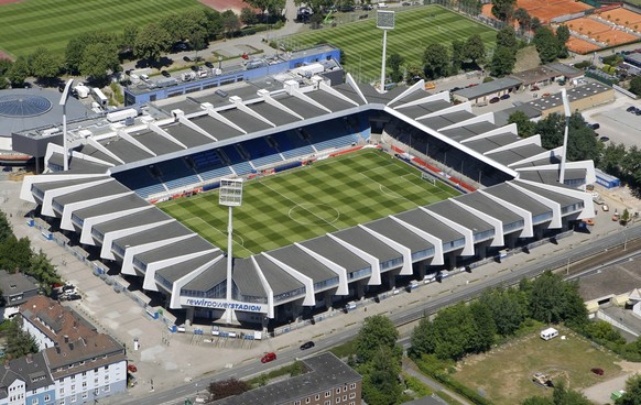 FILE - This May 25, 2011 file photo is an aerial shot of the stadium of the Bundesliga team VfL Bochum, the Rewirpower Stadium. The arena is one of the venues for the 2011 FIFA Women&#039;s World Cup  ...
