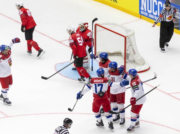 La joie des Tchèques, qui ont battu la Suisse 5-4 après prolongation vendredi