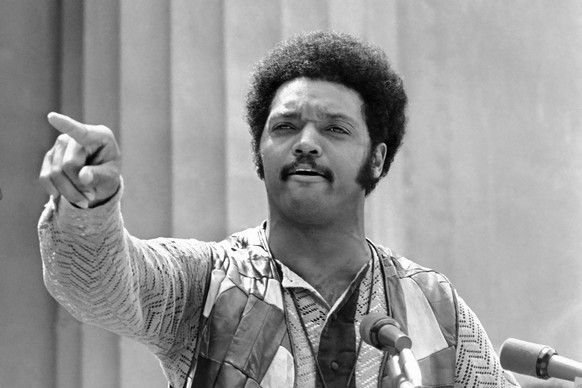 FILE - Jesse Jackson, of the Southern Christian Leadership Conference, speaks at a University of California rally on May 27, 1970, at The Greek Theater in Berkeley, Calif. (AP Photo/Sal Veder, File)
O ...