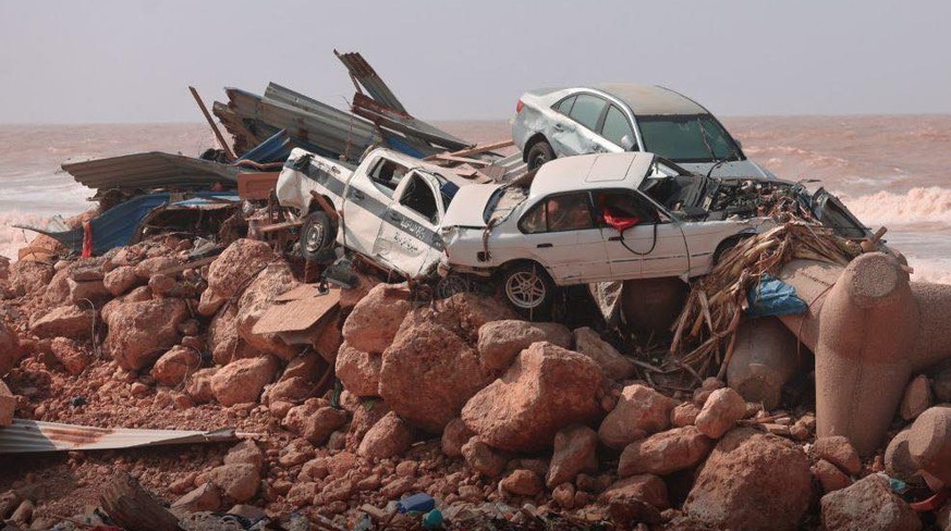 DERNA, LIBYA - SEPTEMBER 11: (----EDITORIAL USE ONLY MANDATORY CREDIT - HANDOUT - NO MARKETING NO ADVERTISING CAMPAIGNS - DISTRIBUTED AS A SERVICE TO CLIENTS----) A view of devastation in disaster zon ...