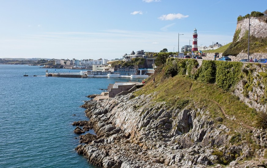 Le front de mer de Plymouth, à Hoe Park, au Royaume-Uni.