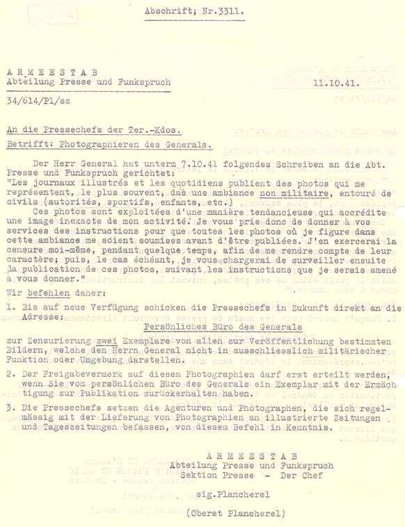 À la demande d’Henri Guisan, la censure des images fut durcie en octobre 1941.
https://www.recherche.bar.admin.ch/recherche/#/fr/archive/unite/6453148