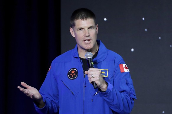 Jeremy Hansen, from Canada with the Canadian Space Agency, gives remarks after he was announced as a mission specialist during a NASA ceremony naming the four astronauts who will fly around the moon b ...