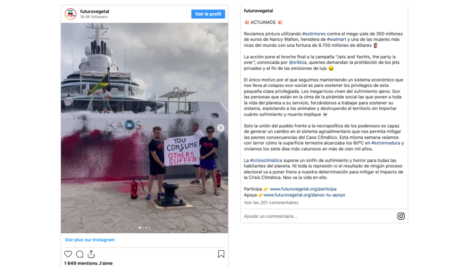 Des activistes du climat taguent un superyacht