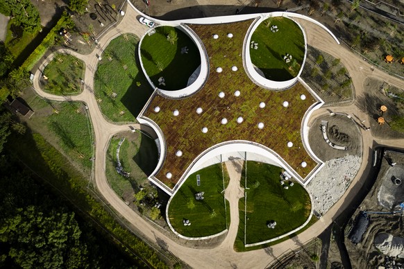 Une vue aerienne du nouveau Barryland lors d&#039;une visite de presse a l&#039;occasion de l&#039;inauguration officielle du nouveau Barryland le jeudi 26 juin 2025 a Martigny. (KEYSTONE/Jean-Christo ...