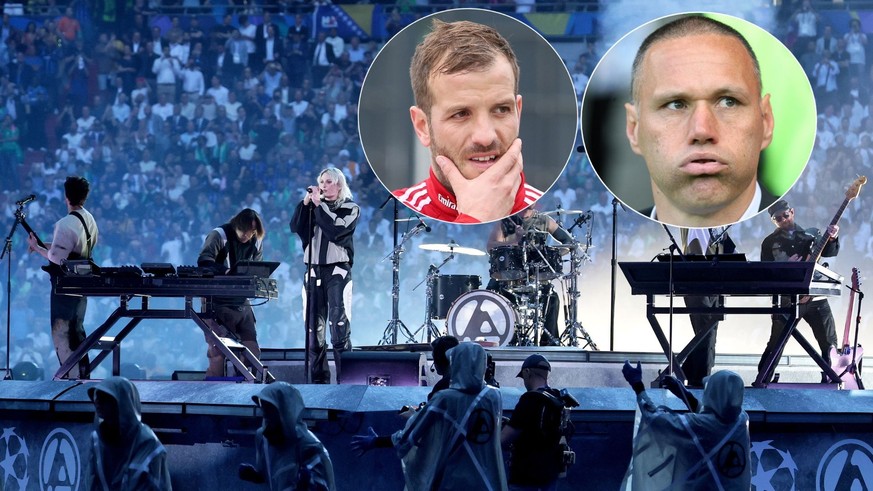Rafael van der Vaart (médaillon gauche) et Marco van Basten (droite) n'ont pas aimé les concerts avant la finale de la Ligue des champions, samedi.