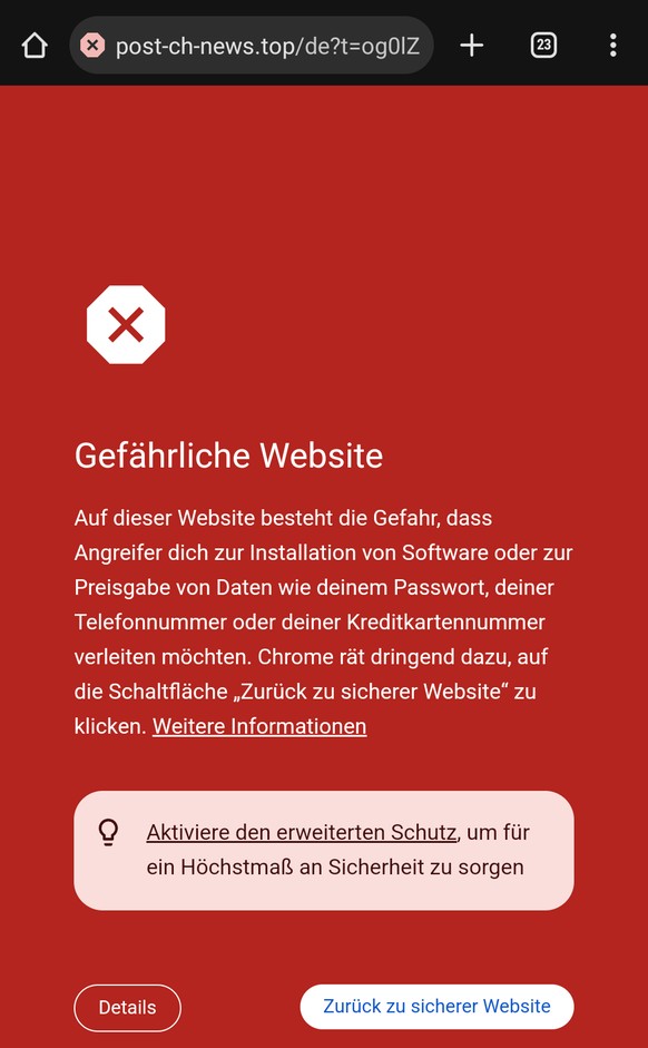 Google Chrome met en garde contre les sites de phishing dès qu'ils sont signalés par les utilisateurs.