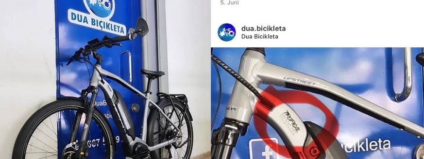 On se demande comment un vélo labélisé du nom du nom du magasin soleurois «Tropical» a atterri à Tirana.