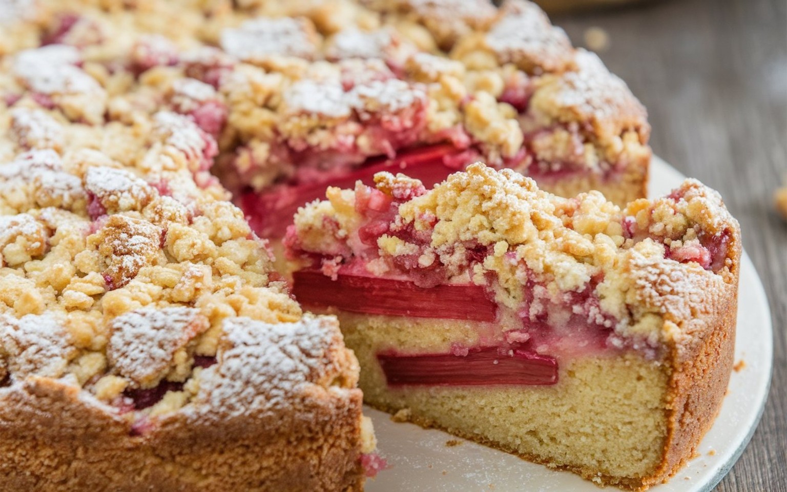 La rhubarbe est un ingrédient très apprécié dans les gâteaux.