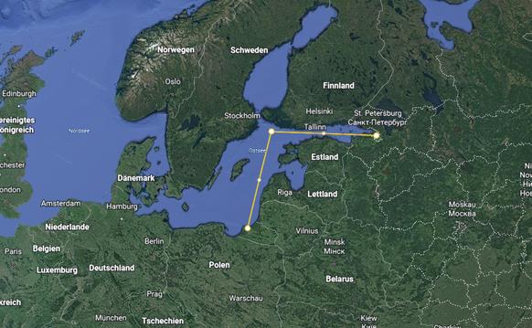 Itinéraire Russie continentale - enclave de Kaliningrad