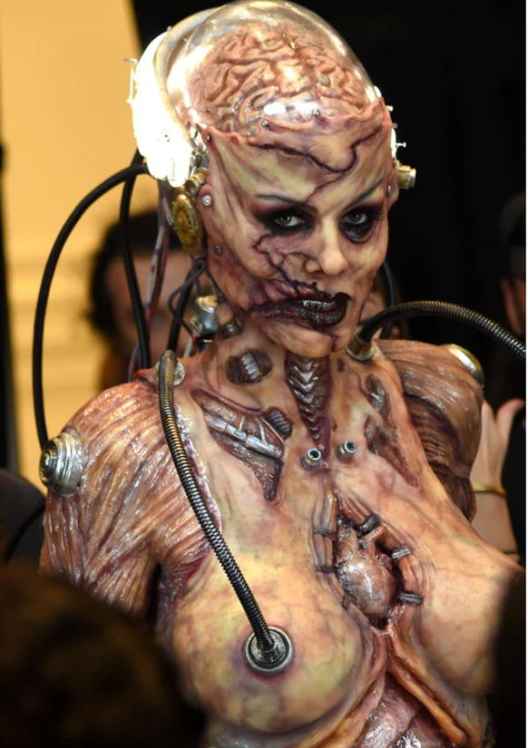 Lors de sa dernière fête d'Halloween en 2019, Heidi Klum portait un déguisement de cyborg moisi.