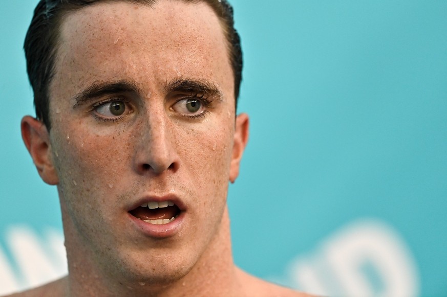 Dublin , Ireland - 24 April 2021; Max McCusker of Dolphin SC after the 100 metre freestyle on day five of the Irish National Swimming Team Trials at Sport Ireland National Aquatic Centre in the Sport  ...