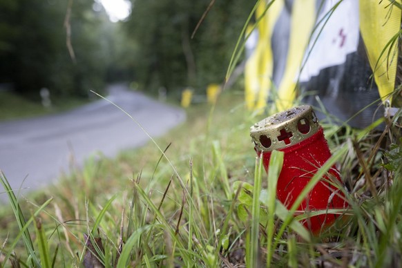 A candle in the bend during a memorial ride to honor deceased racer Muriel Furrer of Switzerland in a ride during the 2024 UCI Road and Para-cycling Road World Championships in Zurich, Switzerland on  ...