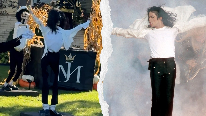 Chemise blanche, pantalon noir: le look épuré de MJ pour Black or White.