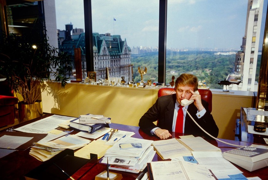 Donald Trump in his office, at his desk, in Trump Tower, circa September, 1987.