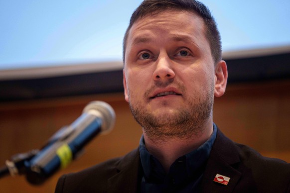 Prime Minister of Greenland Jens-Frederik Nielsen speaks to journalists at a press conference in Nuuk, Greenland, on Thursday, Jan. 22, 2026. (AP Photo/Evgeniy Maloletka)
Greenland US