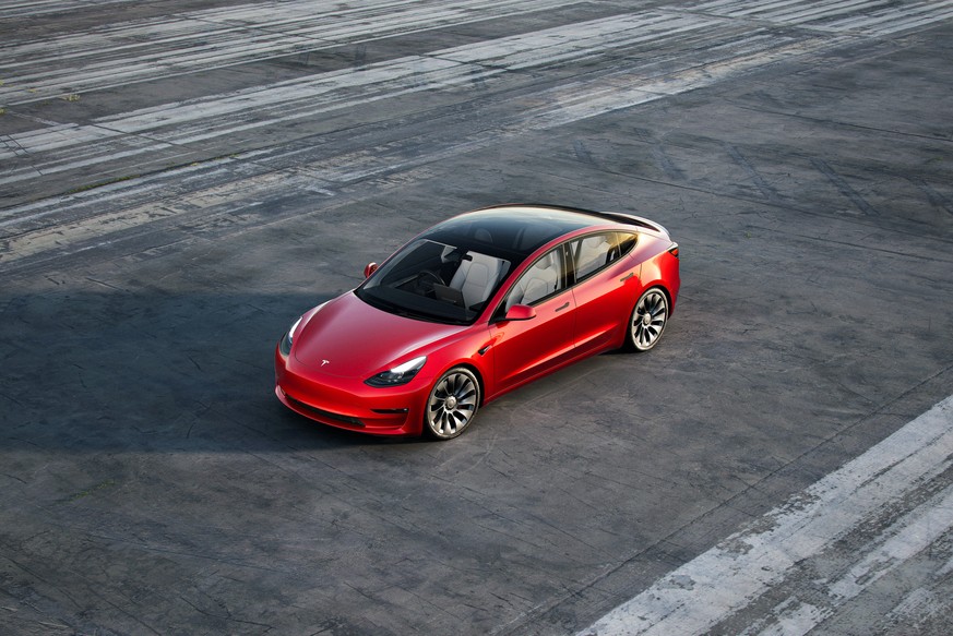 This photo provided by Tesla shows the 2021 Model 3. It&#039;s roomy for a small sedan and fun to drive thanks to quick acceleration and nimble handling. (Courtesy of Tesla Motors via AP)