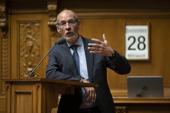 Jacques Bourgeois, FDP-FR, spricht waehrend der dringlichen Debatte um Energiepreise, waehrend der Herbstsession der Eidgenoessischen Raete, am Mittwoch, 28. September 2022 im Nationalrat in Bern. (KE ...