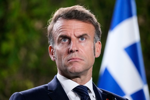 President of France Emmanuel Macron attends a news conference after the summit of the informal MED9 group of the nine like-minded Mediterranean EU Member States, in Portoroz, Slovenia, Monday, Oct. 20 ...