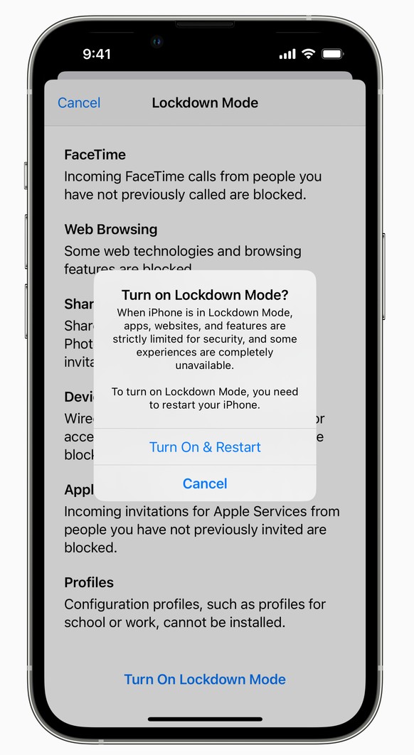 Apple hat am 6. Juli 2022 einen Lockdown-Modus für das iPhone und für andere Geräte angekündigt.